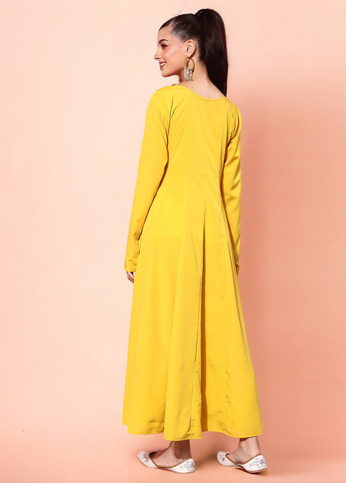 Mustard Readymade Silk Indian Dress Outlet Footlocker Finishline