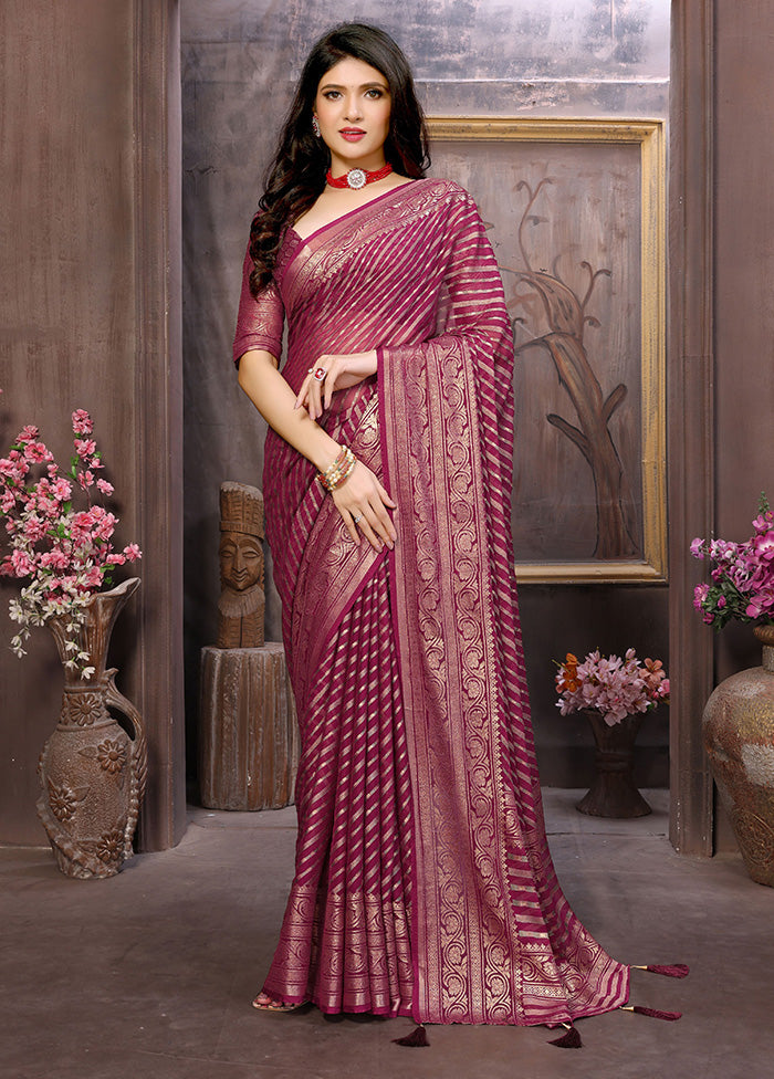 Wine Spun Silk Saree With Blouse Piece Clearance Websites