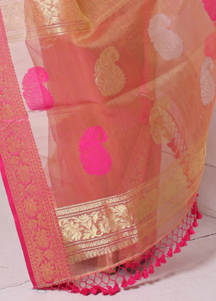 Orange Spun Silk Saree With Blouse Piece Fashionable Cheap Online