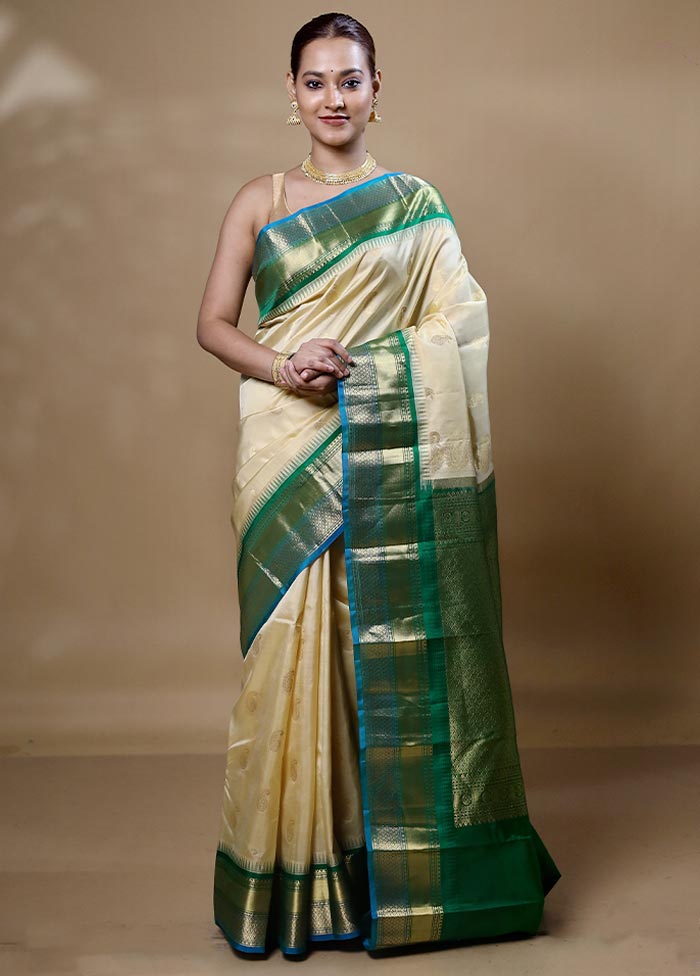 White Handloom Kanchipuram Pure Silk Saree With Blouse Piece Quality From China Wholesale