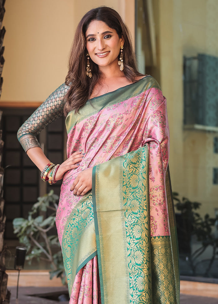 Baby Pink Spun Silk Saree With Blouse Piece New Online