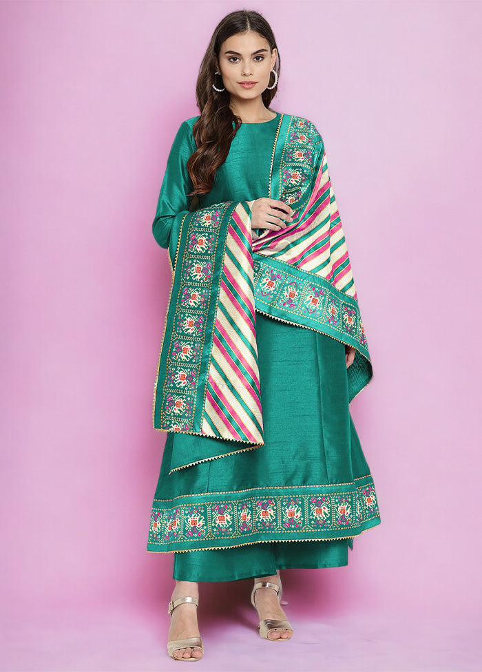 3 Pc Sea Green Readymade Silk Dupatta Suit Set Quality From China Wholesale