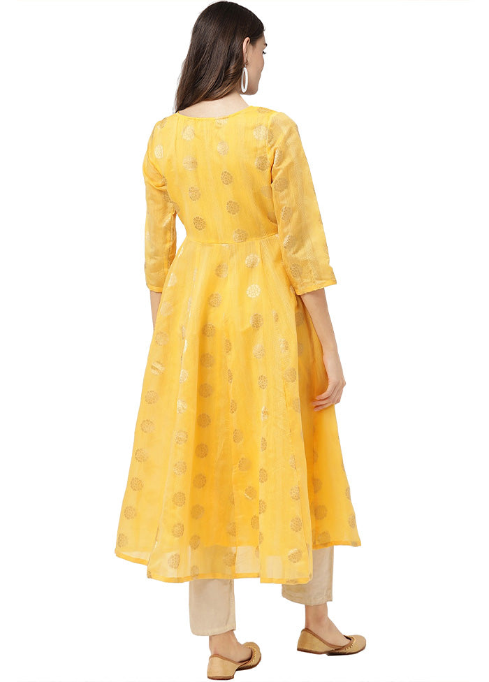 Yellow Readymade Chanderi Kurti Footlocker Finishline Online