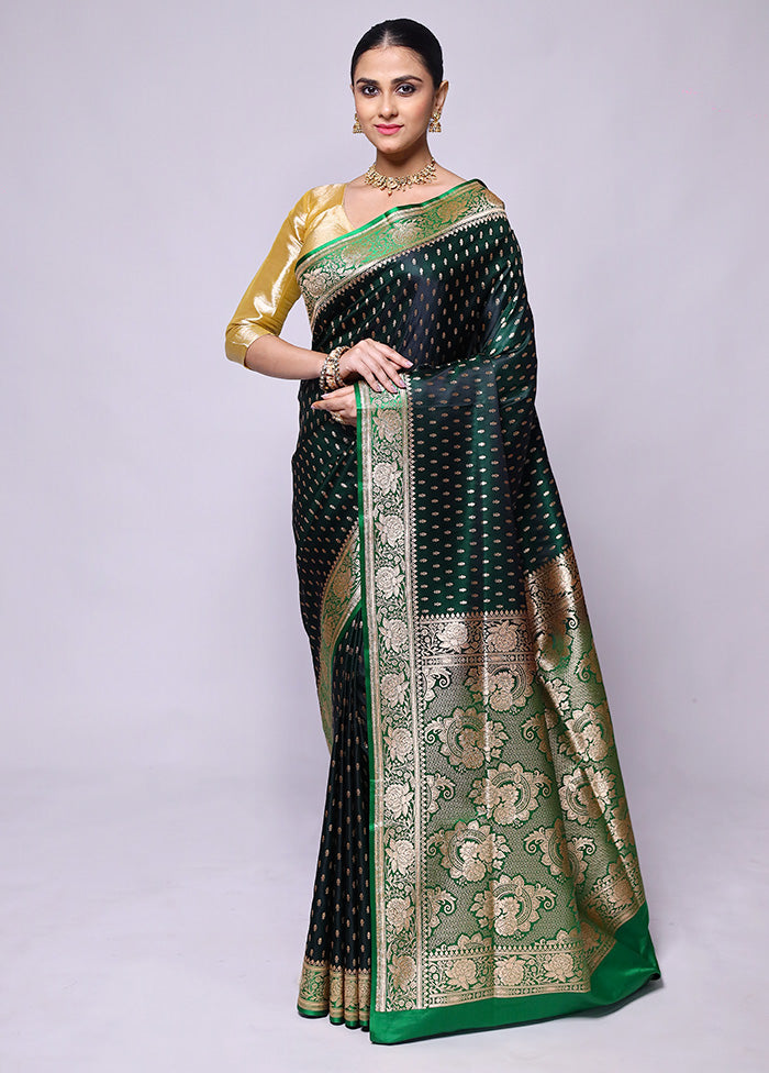 Green Banarasi Silk Saree With Blouse Piece Outlet Cheap Online