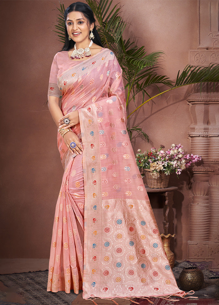 Light Pink Cotton Saree With Blouse Piece The Cheapest For Sale