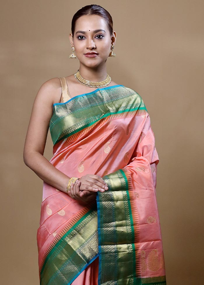 Pink Handloom Kanchipuram Pure Silk Saree With Blouse Piece Limited Edition