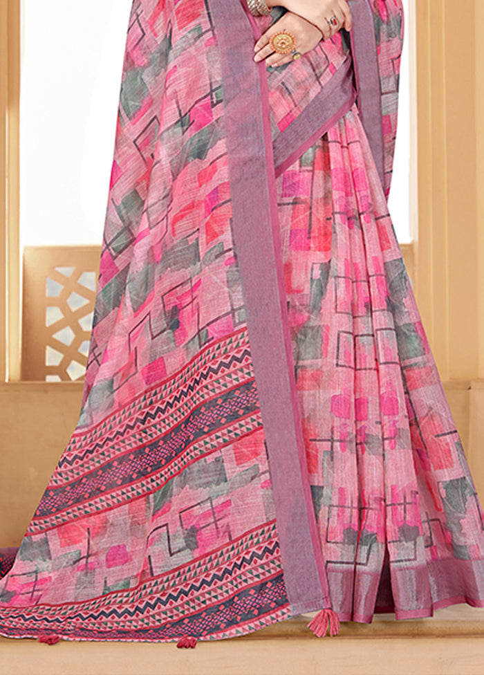 Multicolor Linen Silk Saree With Blouse Piece Recommend Online