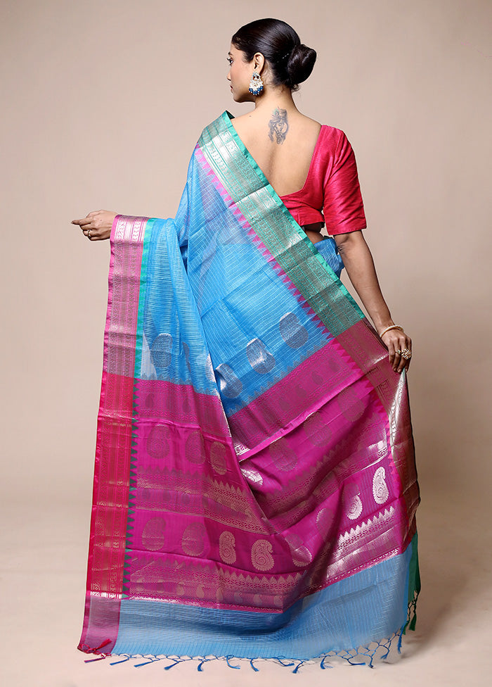 Blue Kota Cotton Saree With Blouse Piece Cheap Pice Buy Discount