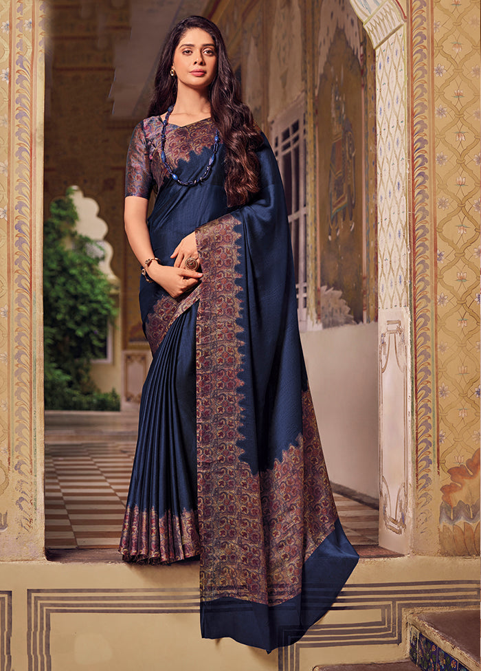 Blue Chiffon Silk Saree With Blouse Piece Outlet Visit