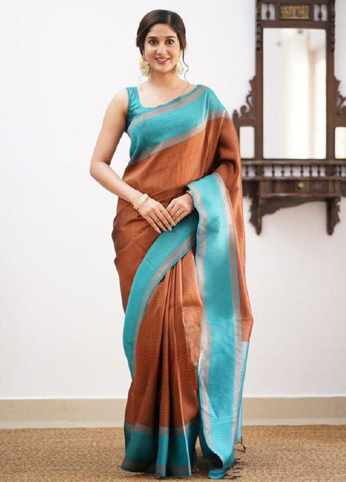 Multicolor Banarasi Silk Saree With Blouse Piece Wiki Sale Online