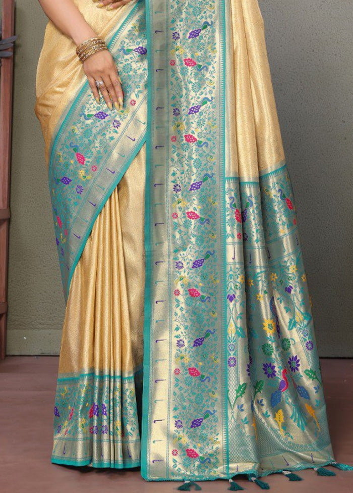 Beige Banarasi Silk Saree With Blouse Piece Outlet Finishline