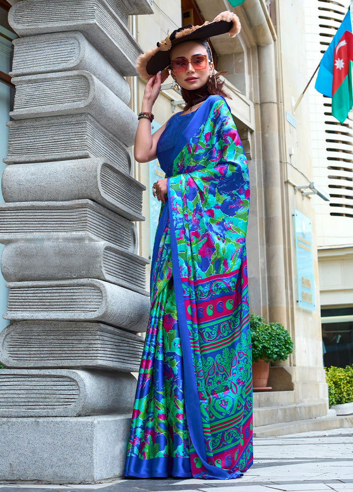 Multicolor Satin Silk Saree With Blouse Piece Outlet Locations Sale Online