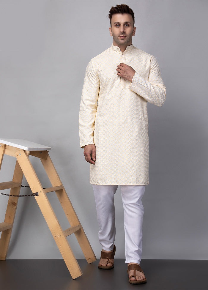 2 Pc off White Viscose Kurta Pajama Set Hot Sale Cheap Pice