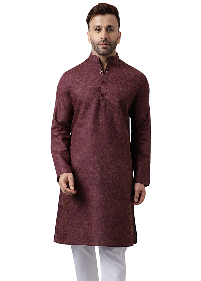 Maroon Cotton Solid Kurta Sale 2025 New