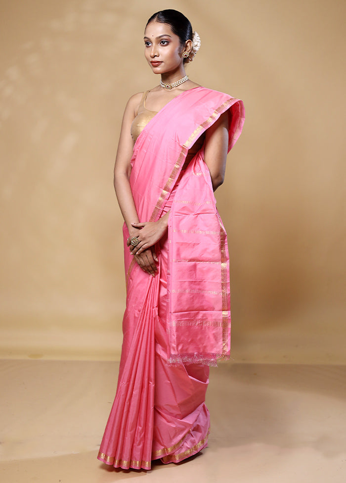 Pink Kanjivaram Silk Saree With Blouse Piece Clearance Geniue Stockist