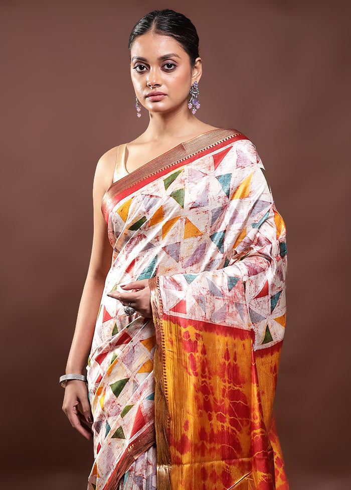 Multicolor Handloom Tussar Pure Silk Saree With Blouse Piece Footlocker Finishline Cheap Pice