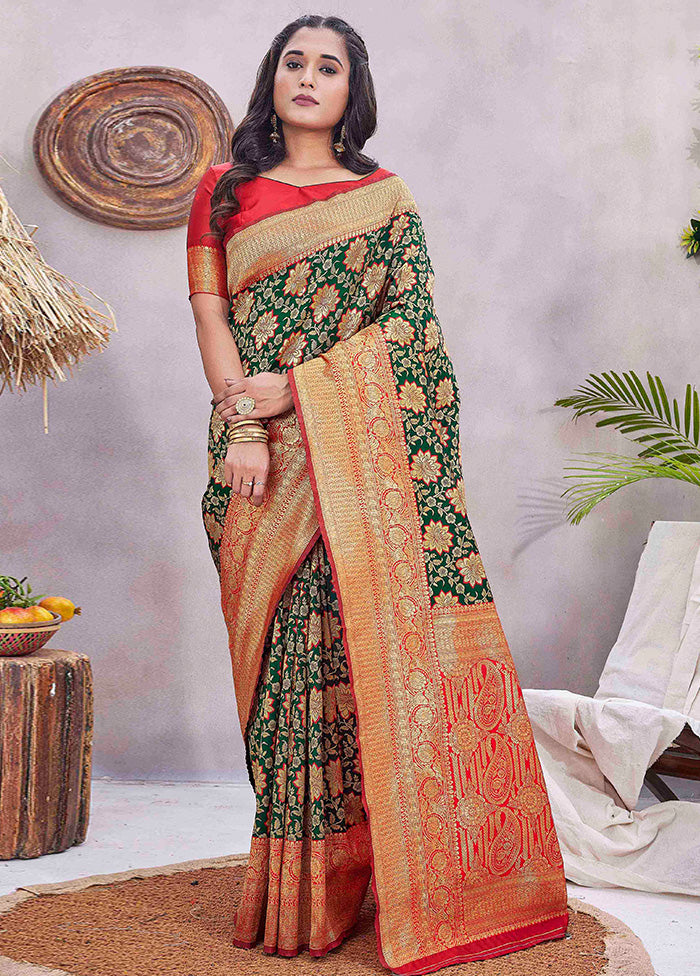 Green Baluchari Silk Saree With Blouse Piece Order Online