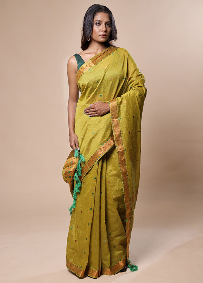 Green Assam Silk Saree With Blouse Piece Popular Cheap Online