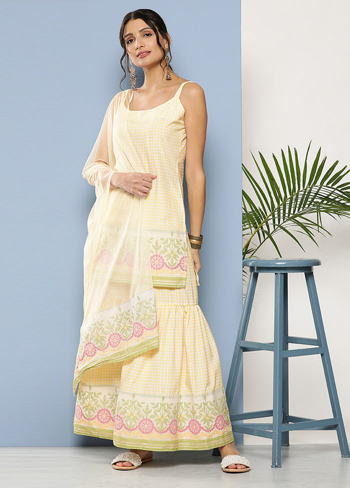 3 Pc Yellow Readymade Silk Dupatta Suit Set Sale Footlocker Pictures