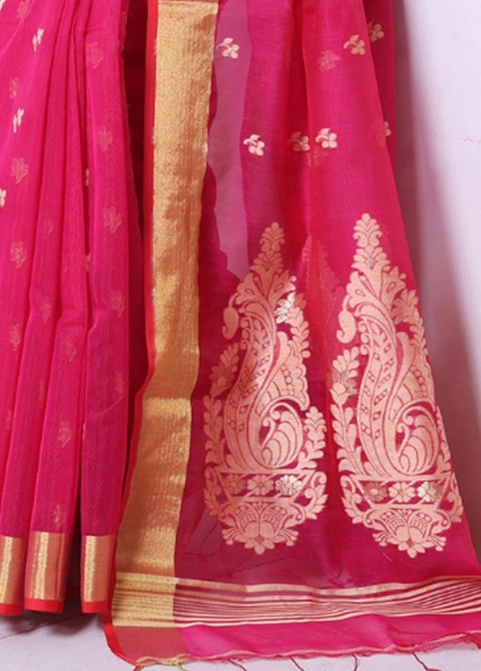 Hot Pink Pure Cotton Saree With Blouse Piece Outlet Hot Sale