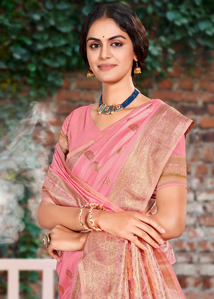 Light Pink Spun Silk Saree With Blouse Piece The Cheapest Cheap Pice