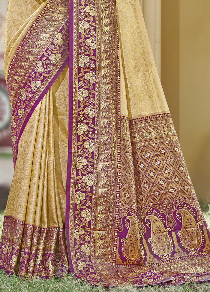 Cream Spun Silk Saree With Blouse Piece Outlet Extremely