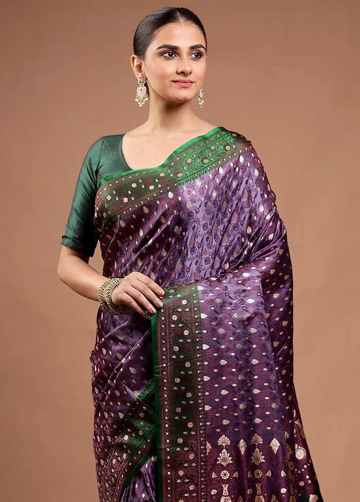 Purple Tanchoi Silk Saree With Blouse Piece Free Shipping Cost