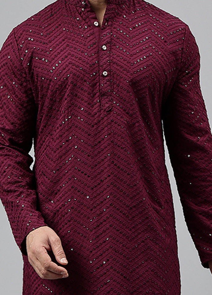 2 Pc Maroon Viscose Kurta Pajama Set Best Sale Cheap Online