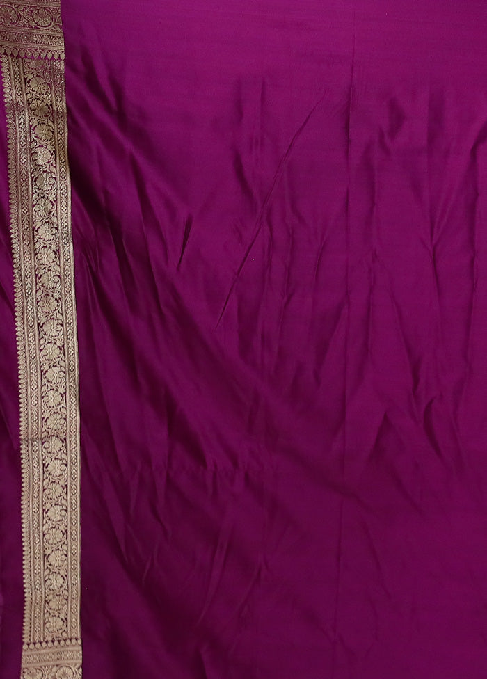 Purple Banarasi Silk Saree With Blouse Piece Sale Pre Order