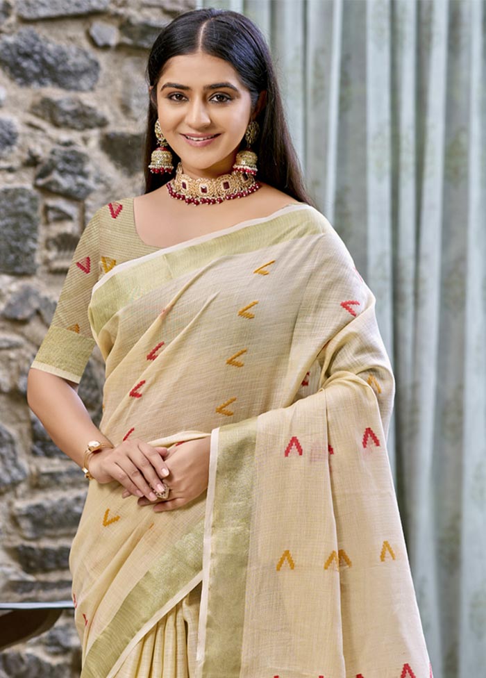 Beige Cotton Saree With Blouse Piece Outlet For You