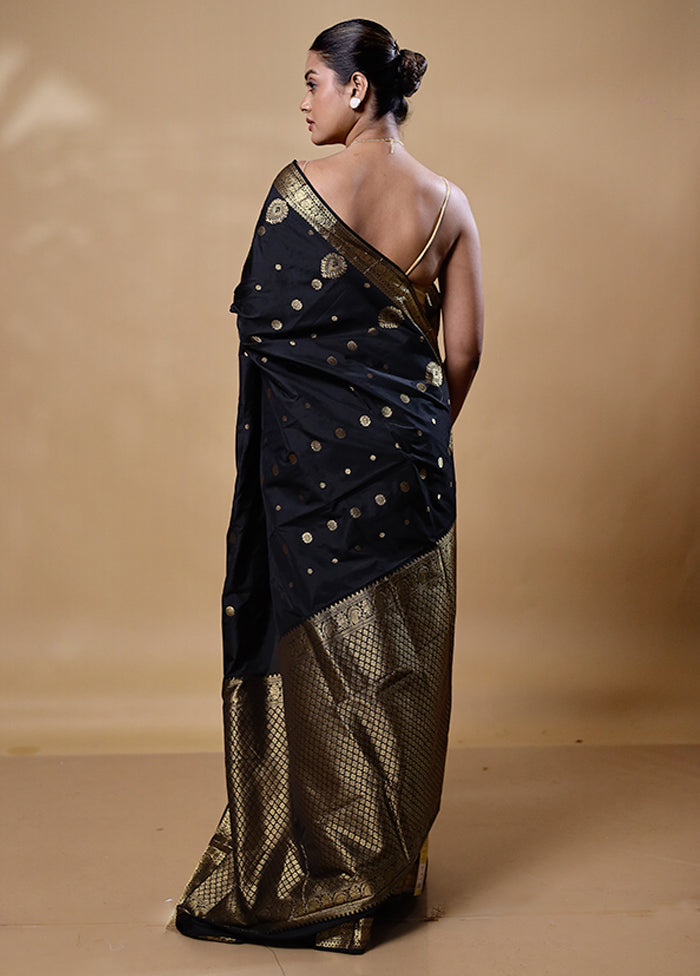 Black Kanjivaram Silk Saree With Blouse Piece Discount Low Pice