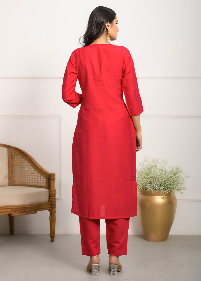 3 Pc Pink Readymade Viscose Suit Set For Nice Online