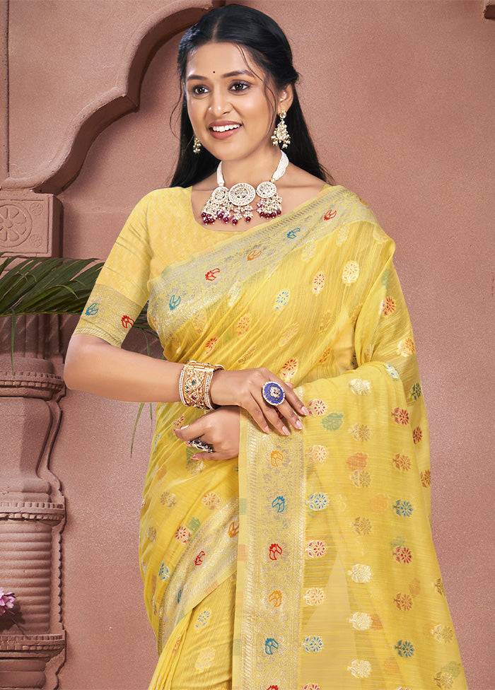 Yellow Cotton Saree With Blouse Piece Buy Cheap Find Great