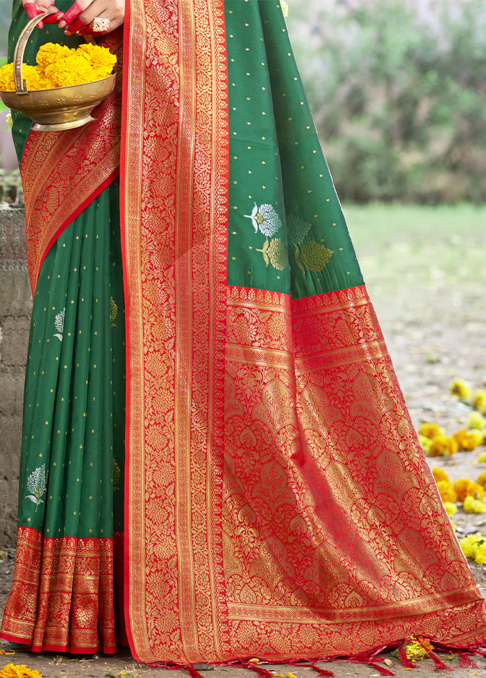 Green Dupion Silk Saree With Blouse Piece Buy Cheap Outlet Locations