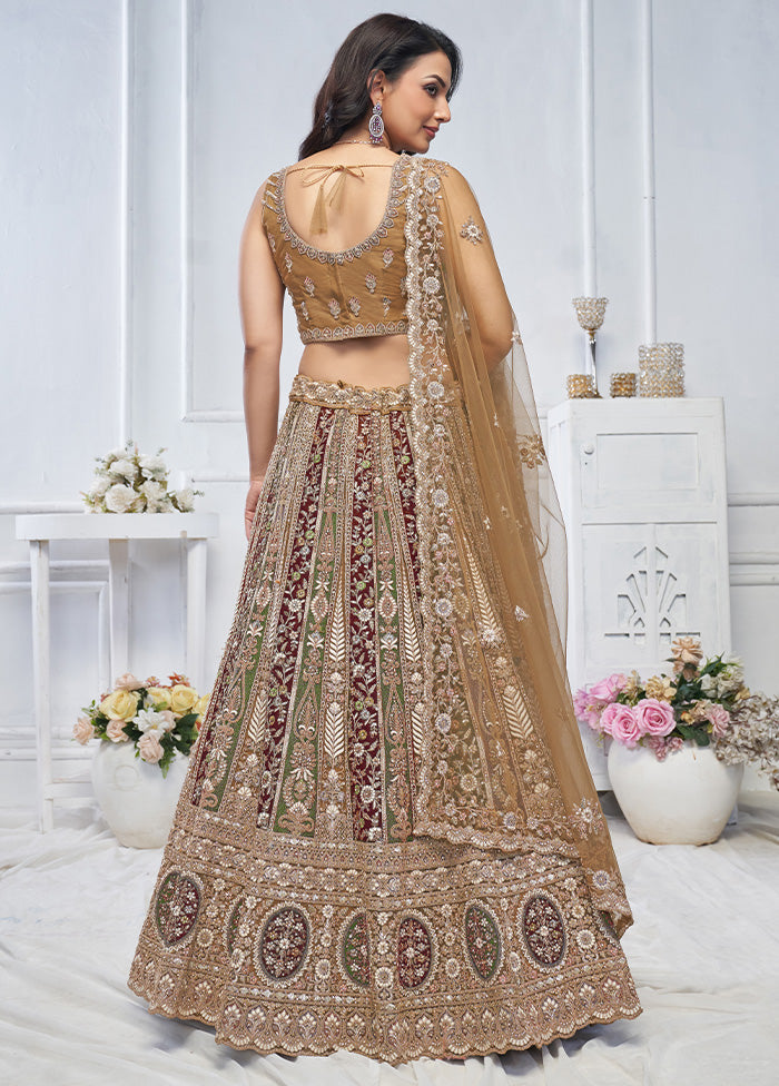 3 Pc Mustard Net Semi Stitched Lehenga Set Cheap Wiki