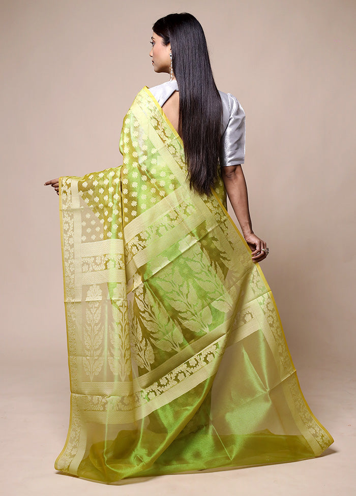 Green Tissue Silk Saree With Blouse Piece Collections Cheap Pice