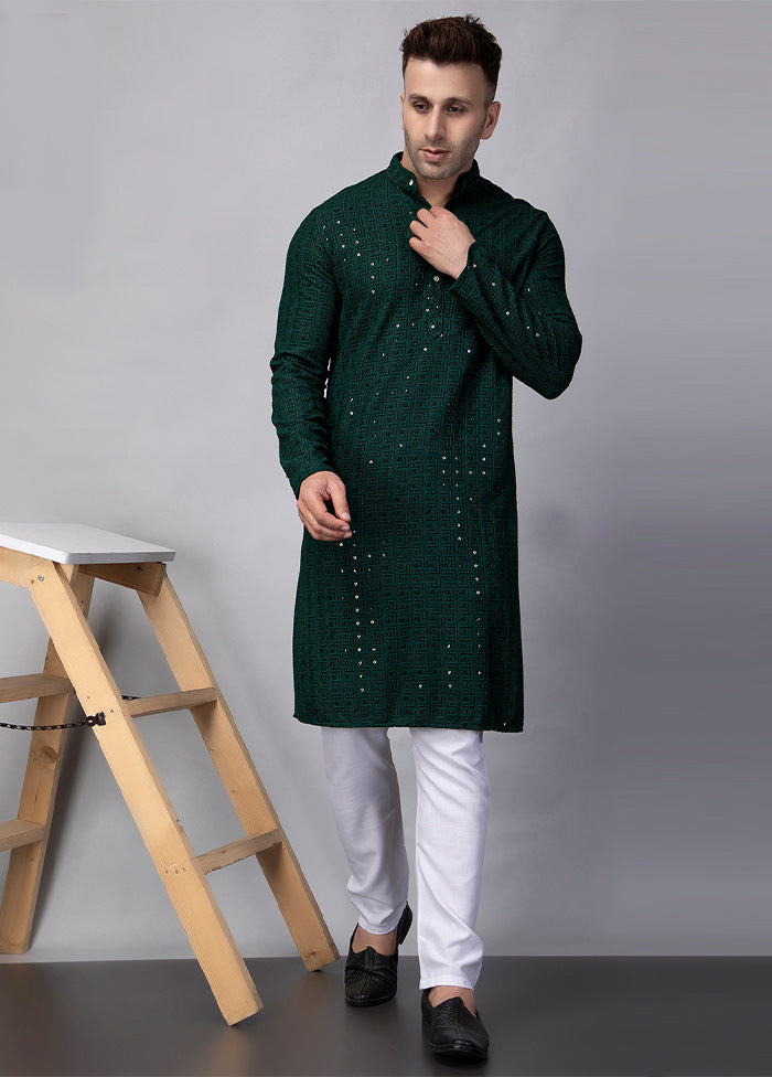 2 Pc Green Viscose Kurta Pajama Set Outlet Cheap Quality