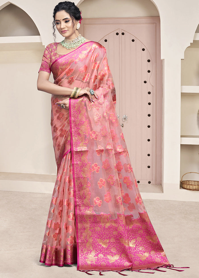 Multicolor Organza Saree With Blouse Piece Sale Clearance