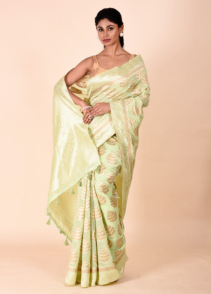 Green Kora Silk Saree With Blouse Piece Cheapest Pice Online