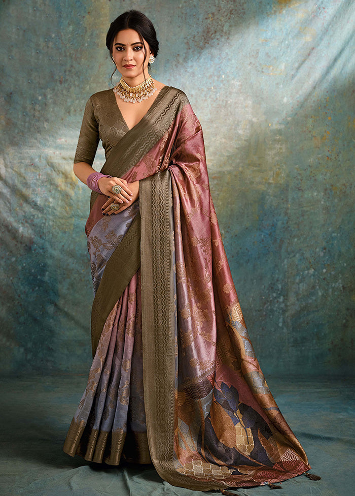 Multicolor Spun Silk Saree With Blouse Piece Sale Huge Surprise