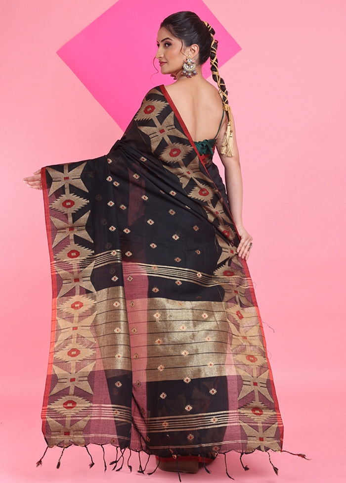 Black Cotton Saree With Blouse Piece Fashion Style Online