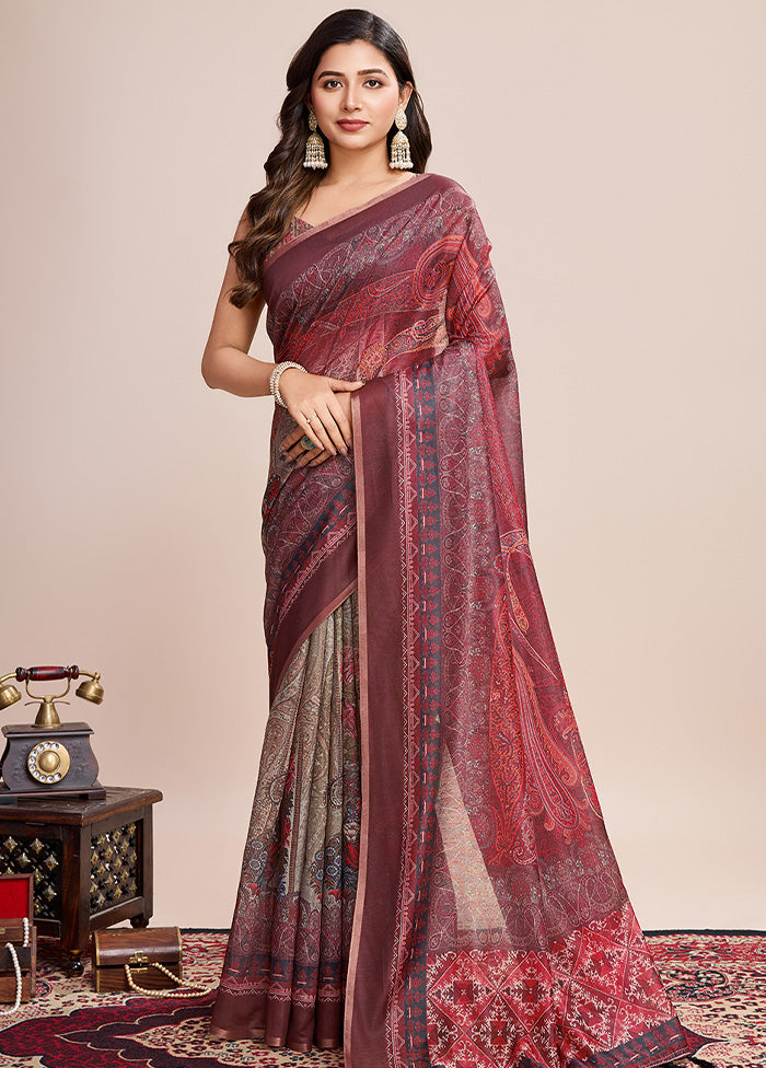 Multicolor Linen Silk Saree With Blouse Piece Sale Footlocker