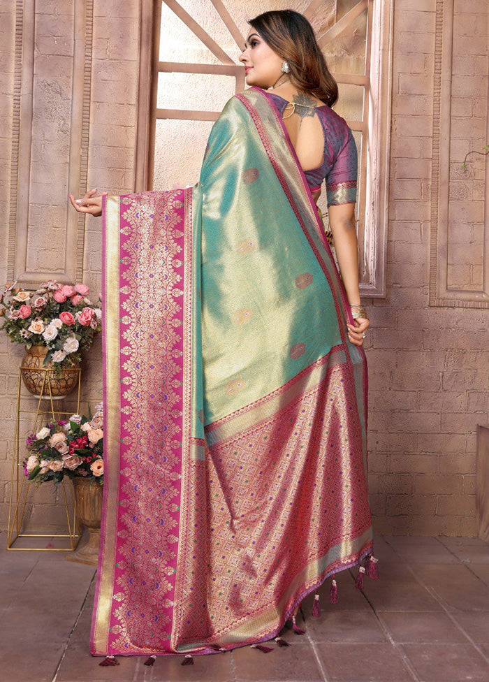 Sea Green Banarasi Silk Saree With Blouse Piece Looking For Online