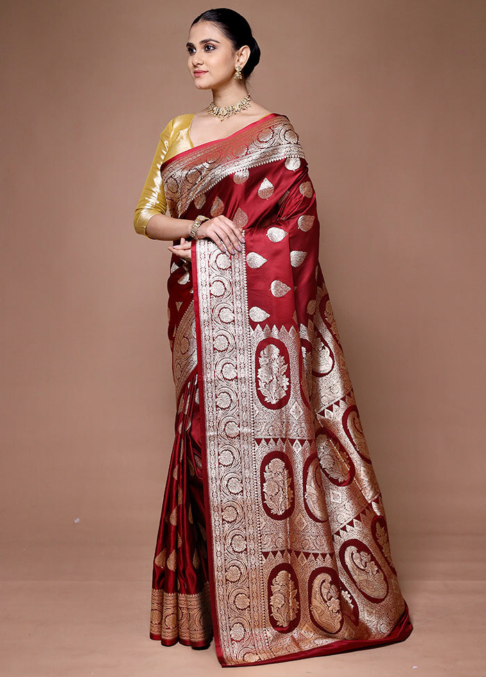 Maroon Banarasi Silk Saree With Blouse Piece Buy Cheap Nicekicks