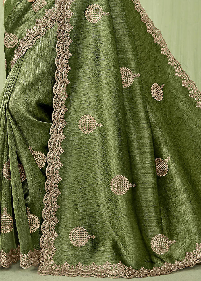 Green Spun Silk Saree With Blouse Piece Outlet Largest Supplier