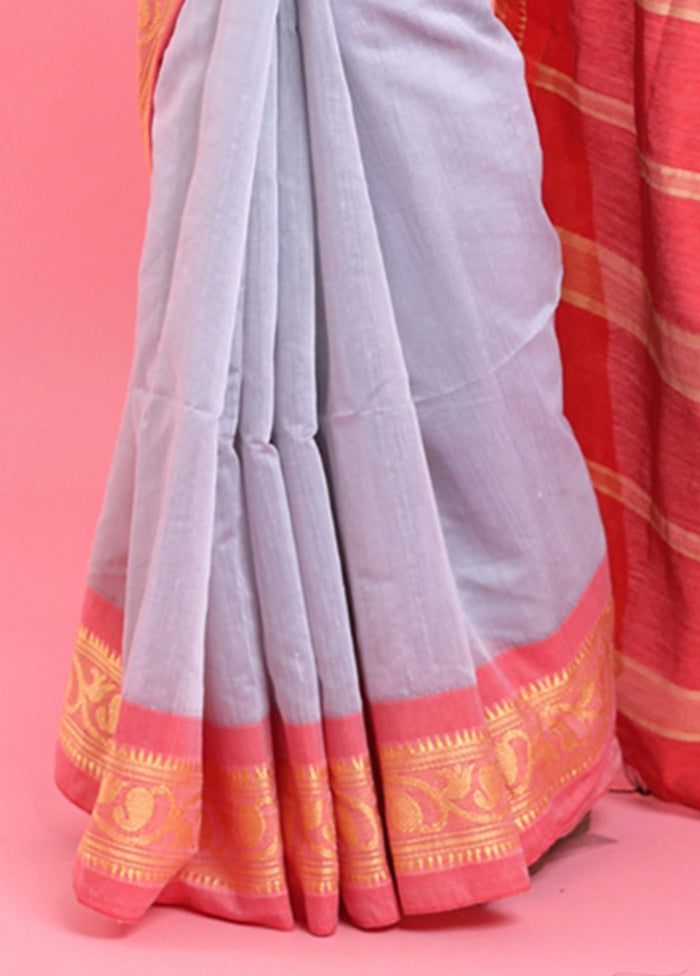 Grey Cotton Saree With Blouse Piece Discount Store