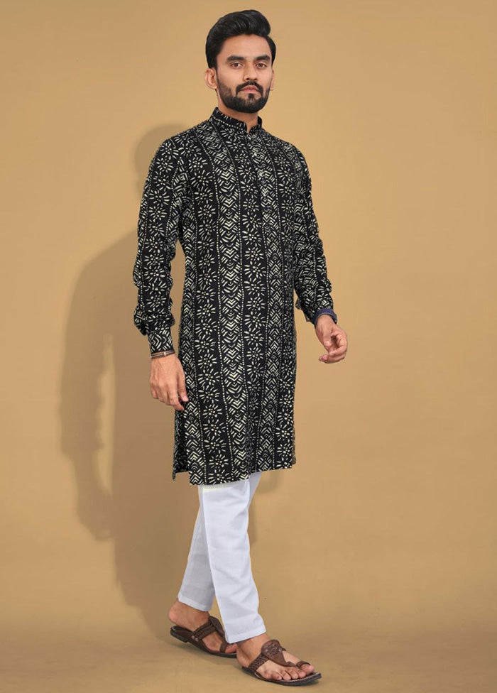 Black Cotton Kurta And Pajama Set Buy Cheap Latest