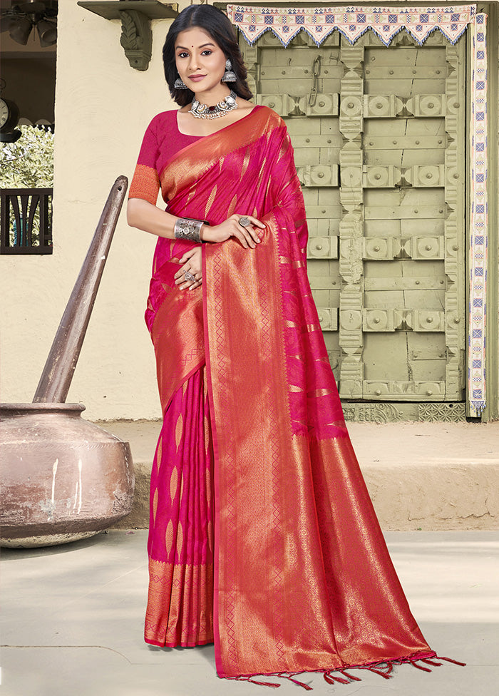 Pink Spun Silk Saree With Blouse Piece Cheap Sale Shop