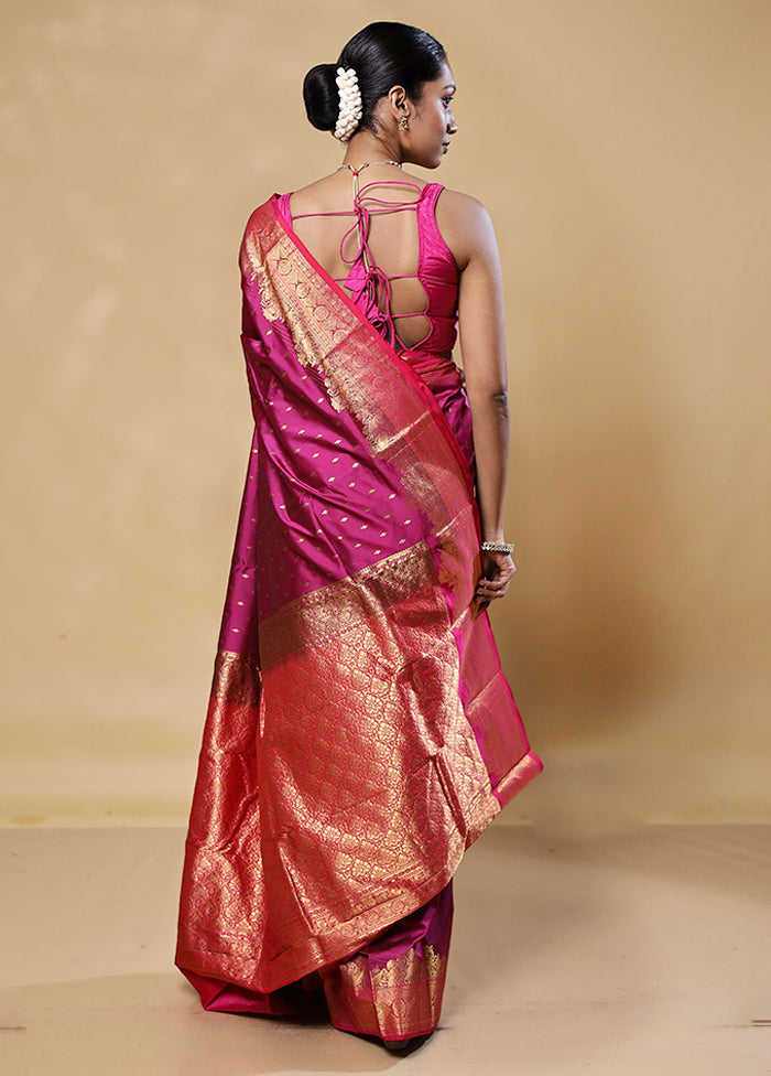 Pink Handloom Kanjivaram Pure Silk Saree With Blouse Piece Release Dates Authentic