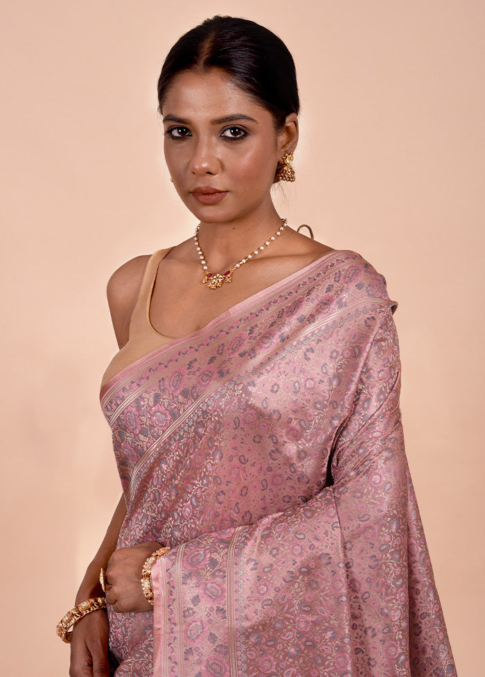 Pink Jamewar Silk Saree With Blouse Piece Official Site Cheap Online